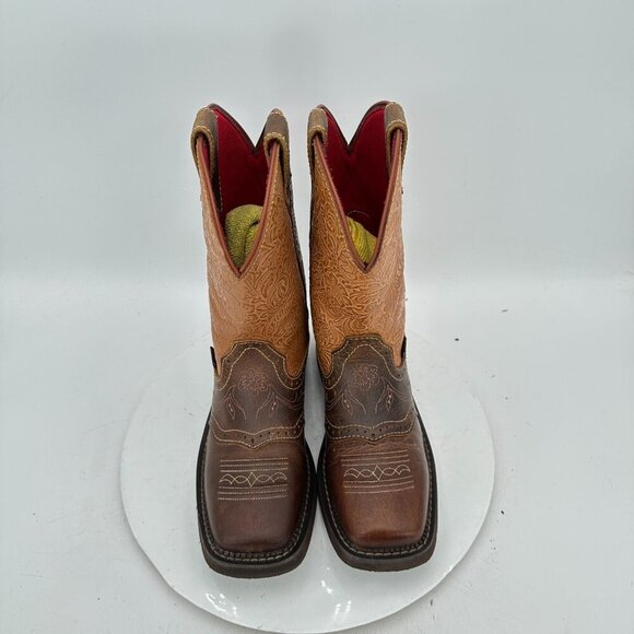 Justin Women Size 7B GY9530 Starlina 11" Tan Frenzy Square Toe Western Boot - Picture 3 of 13
